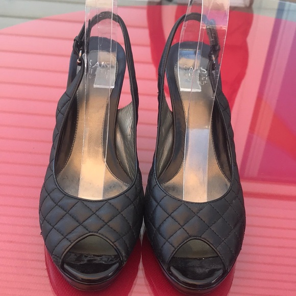 Saks Fifth Ave quilted leather peep shoes - Picture 2 of 6